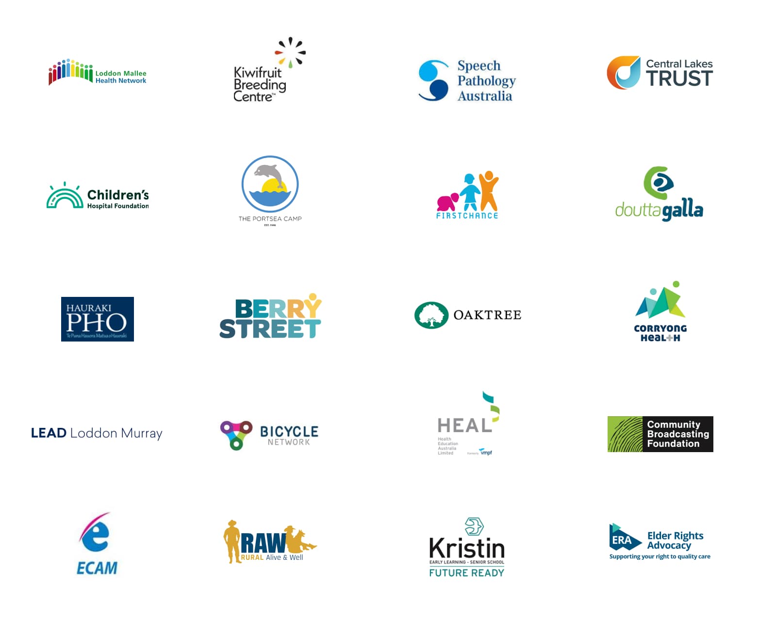 Grid of various health and community organization logos (sponsors and partners). allergy